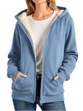 Northwest Territory Light Blue Sherpa-Lined Hooded Zip Sweater
